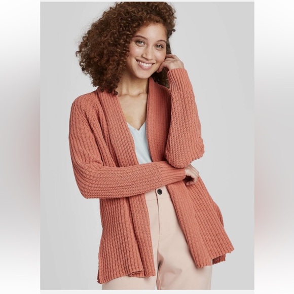 A New Day Coral Chenille Open Front Cardigan XL - Picture 1 of 10